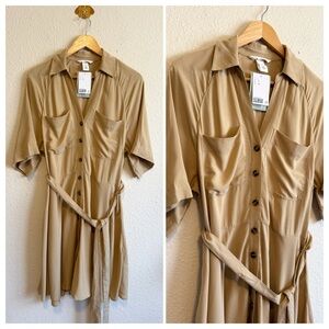 H&M Tie-belt shirt dress - Beige - Size S